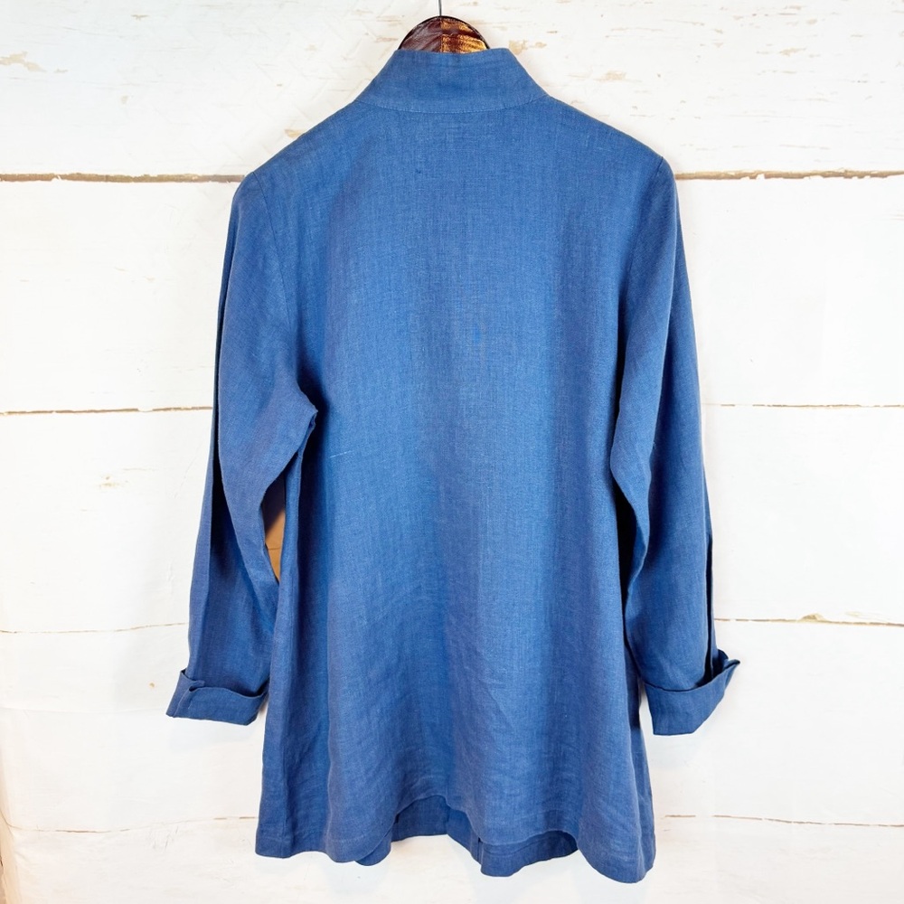 Flax | Blue 100% Linen Lightweight Jacket, S - Picture 7 of 8